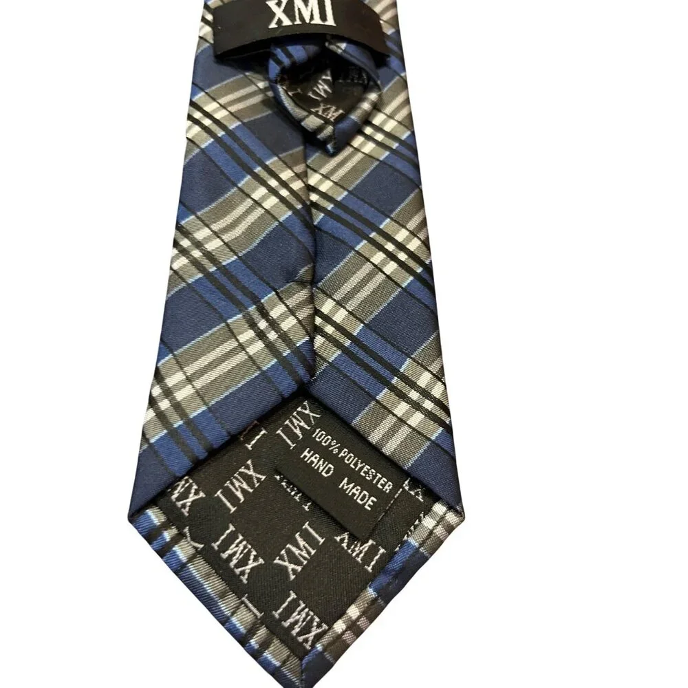 Lot of 2 XMI Zipper Ties Youth Size – Plaid Purple & Blue – Excellent Condition